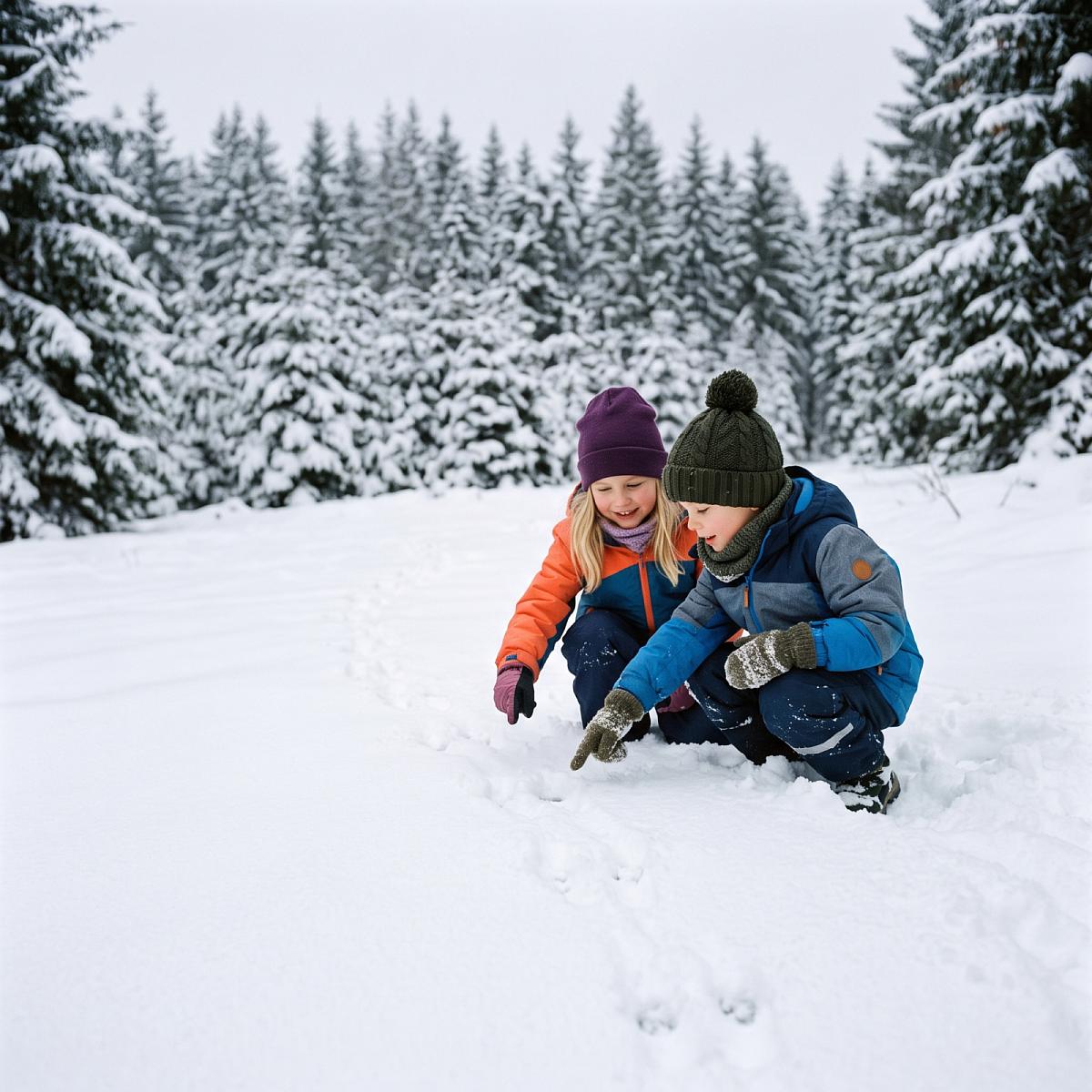 Entdecke die Spuren der einheimischen Tiere im Schnee – Ferienwohnungen Rehefeld-Zaunhaus (Symbolbild, KI-generiert)